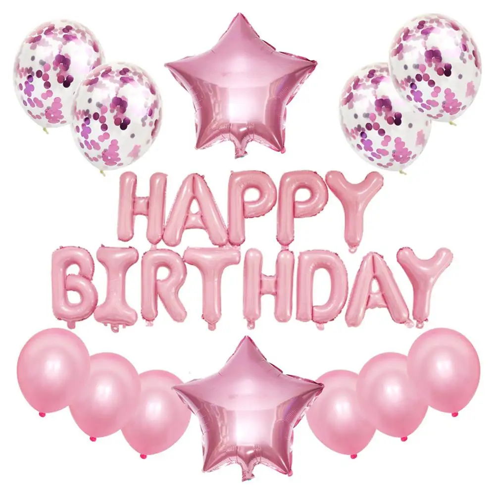 

18 Inch Happy Birthday Balloon Set Letter Foil Birthday Party Decoration Kids Rose Gold Confetti Happy Birthday Balloons Kids