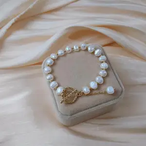 Браслет женский с натуральным пресноводным жемчугом, 14 карат, Золотое золото, подвески для чокера, подарок на день рождения