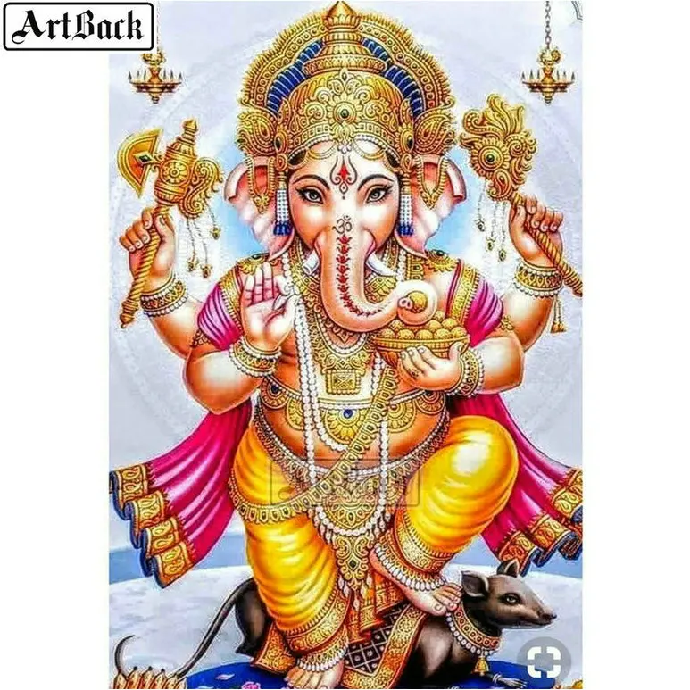Картина с квадратными стразами ArtBack diy 5d Ganesha индуизм 40x50 см|Алмазная мозаика и