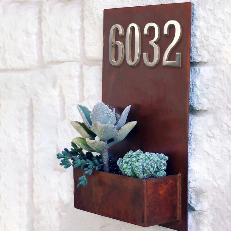 

Adhesive 4" 101mm Height House Number Sticker Door Number for House Digits Zinc Alloy Satin Nickel Mailbox Address Sign #0-9