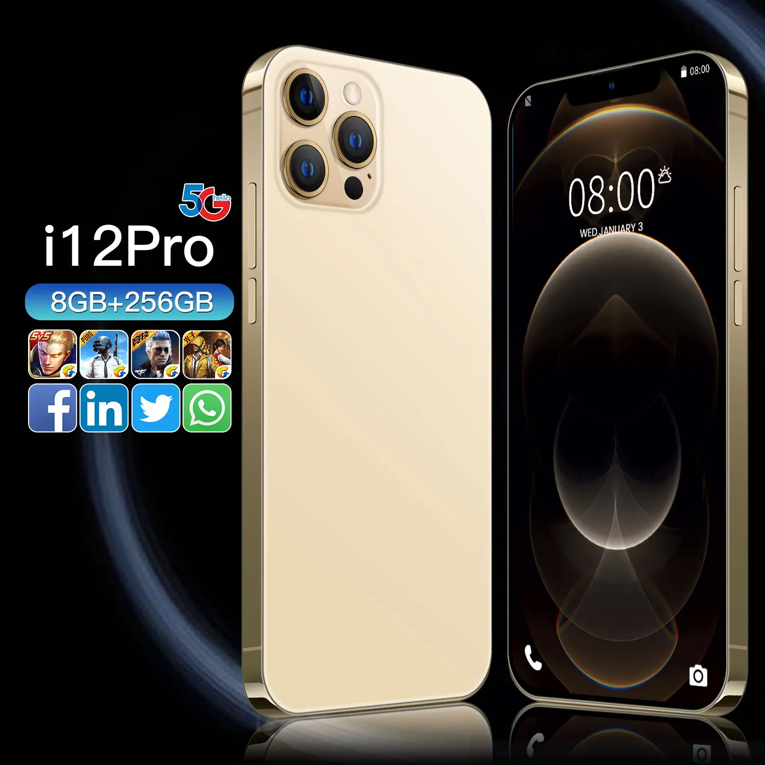 Tel&eacute;fono Inteligente I12Pro versi&oacute;n Global, Smartphone de 6,7 pulgadas, 12GB y 512GB, MTK6889 Deca Core, Dual SIM, 6800mAh, 16 + 32MP-2