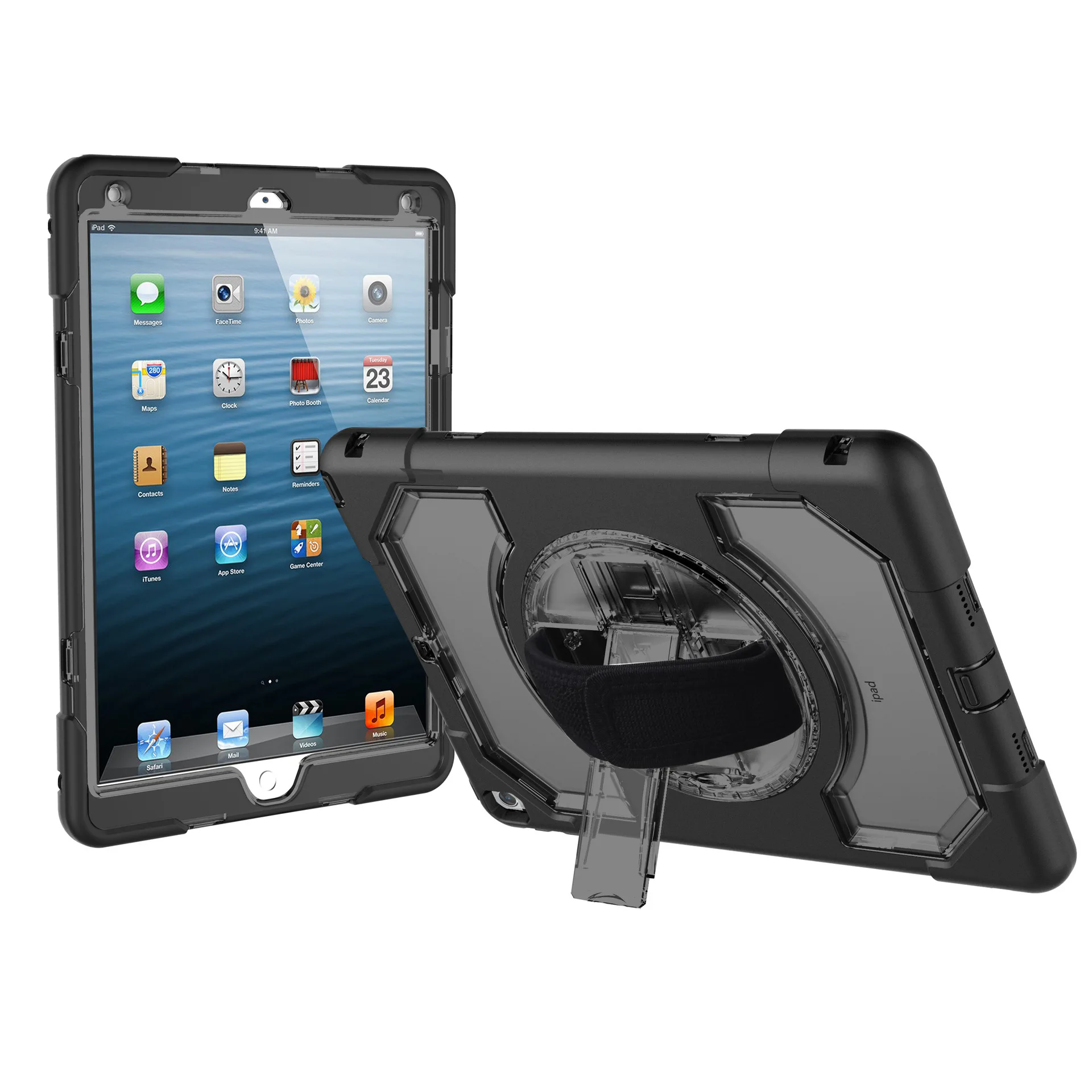 Black Силиконовый чехол для iPad Pro, 11 дюймов, планшет с 360 поворотом, регулируемый ремешок на руку, ударопрочный чехол FHL02 - Цвет: Black