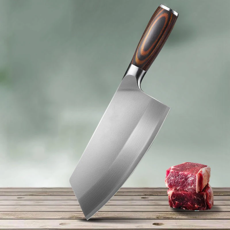 

Stainless Steel Kitchen Knife Kitchen Slicing Knife V-shaped Wooden Handle Meat Cleaver Household Kitchen Knives