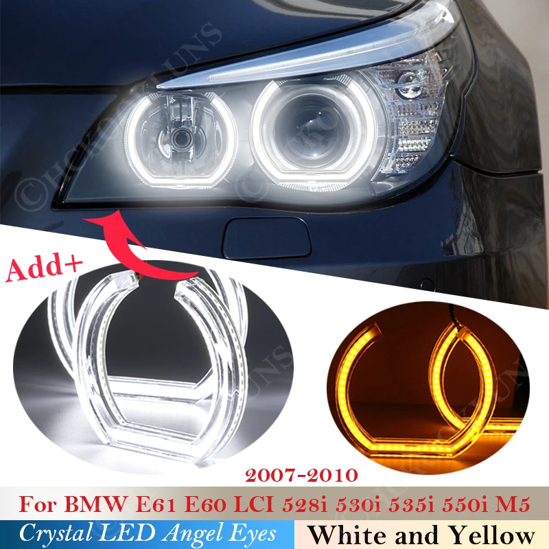 

Halo Rings Light For BMW E61 E60 LCI 528i 530i 535i 550i M5 DTM Style Crystal LED Angel Eyes Halogen Headlight Turning Signal