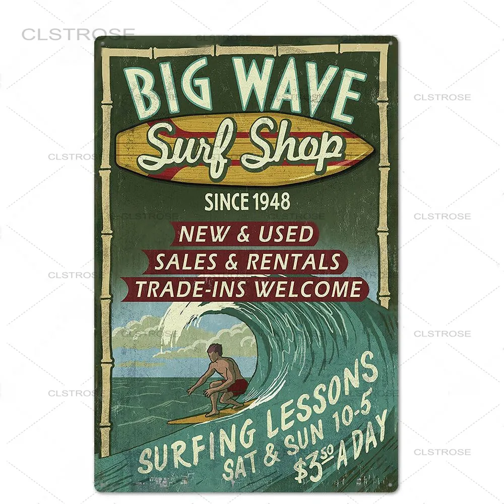 

Tin Signs Plaque Metal Vintage Beach Surfing Metal Sign Wall Decor for Man Cave Bar Pub Club Iron Painting Decorative Plate