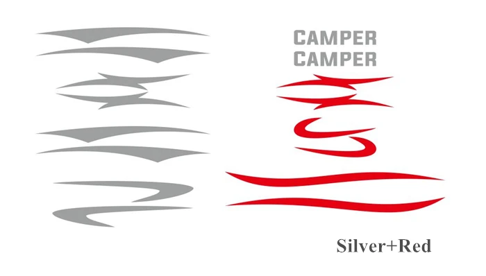 Silver-Red 1 комплект для дома на колесах, трейлер для путешествий, кемпер, Лошадиная коробка для автомобиля, спортивные полосы, графика, виниловые наклейки, авто тело, двусторонний декор, наклейка - Название цвета: Silver-Red