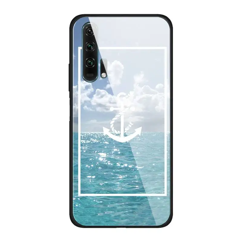 

Classical Small Anchors Phone Case For Huawei Mate 9 10 lite 20Pro&Tempered Glass Back Cover For Honor 7A 8X 9 10 V10