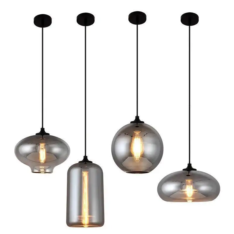 

Modern Glass Chandelier Nordic Smoke Gray Led Chandelier Living Room Bedroom Lamp Retro Home Decoration Lighting