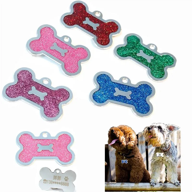 Идентификационные бирки для собак с рисунком кости цинковый сплав