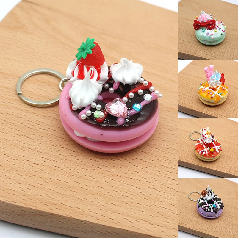 Брелок пончик 1 шт. креативный брелок с алмазным жемчугом и кристаллом аксессуар