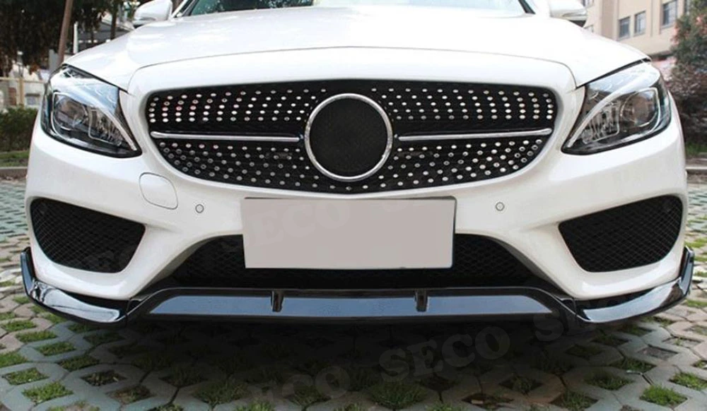 Для W205 передний спойлер фартуки для Mercedes Benz W205 C205 C200 C300 C43 AMG- 3 шт. ABS черный бампер