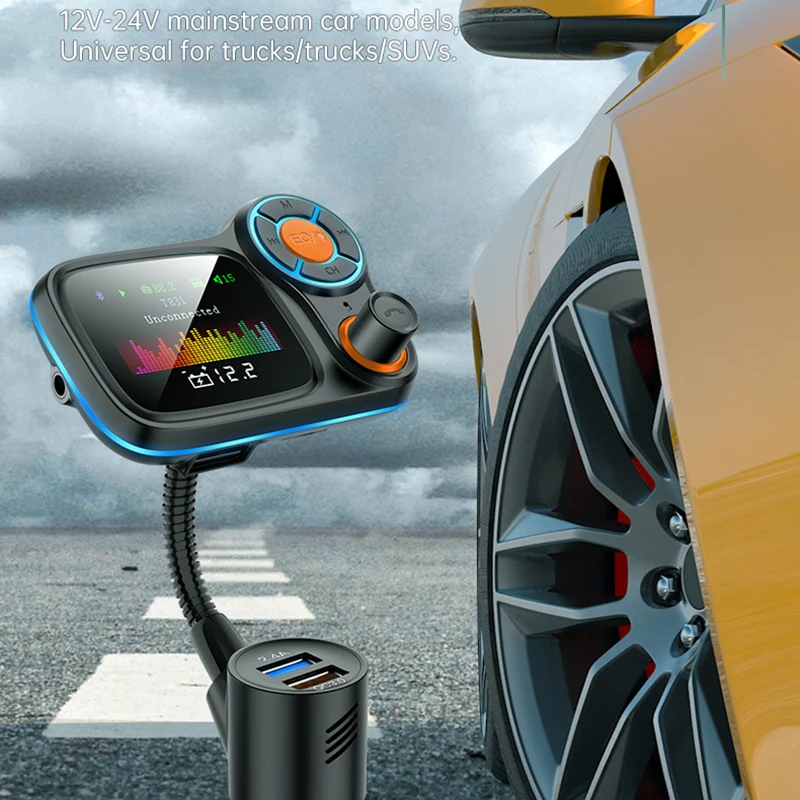 

T831 Car MP3 Bluetooth Player QC3.0 Fast Charge Bluetooth 5.0 FM Transmitter Hands-Free Call