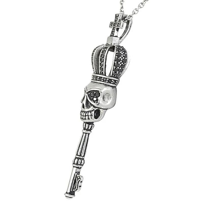 

New trend line retro crown skull key pendant necklace gothic men and women fashion steampunk style jewelry gifts