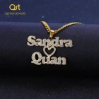 Индивидуальное ожерелье с двойным именем из циркония, персонализированное ожерелье с табличкой с надписью Холодное сердце, подвеска для пары ювелирных изделий