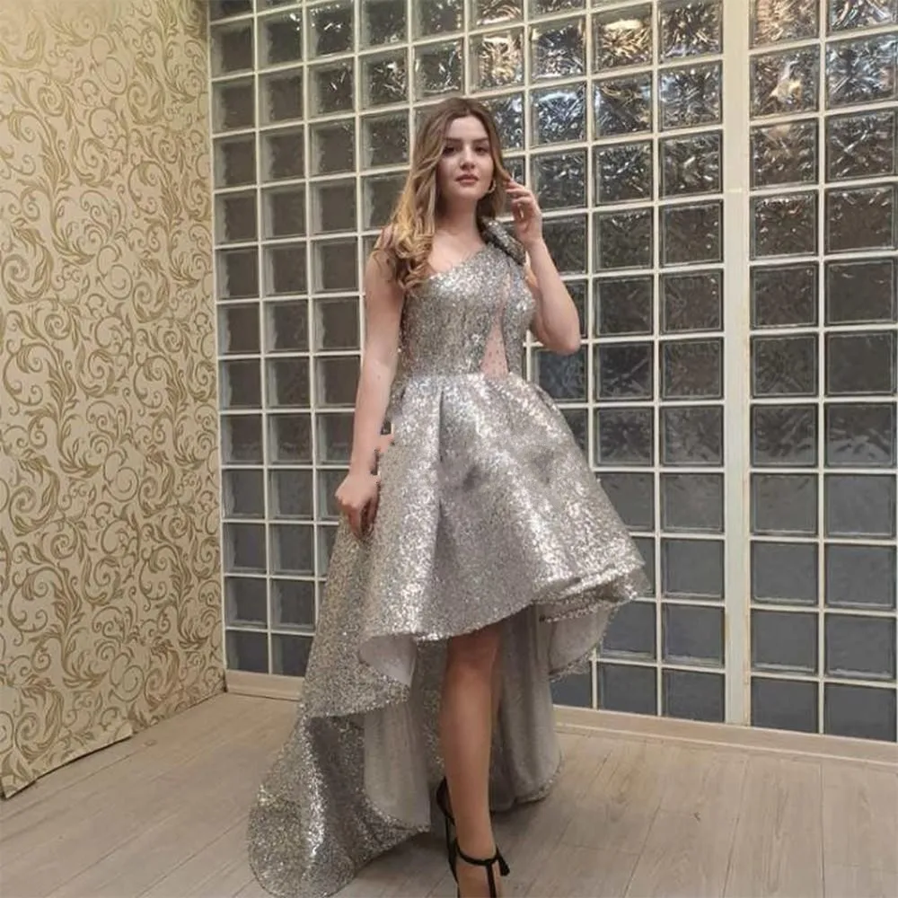 

Юсеф Дубай Arbic дешевые трапециевидной формы (Подол короче спереди и длиннее сзади) платье с открытой спиной для выпускного на одно плечо из п...