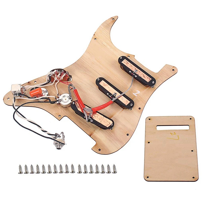 Hot HG-Prewired Loaded Pickguard Sss Pickups Scratch Plate With Back Cover Maple Wood For Strat St Electric Guitar Accessory | Спорт и
