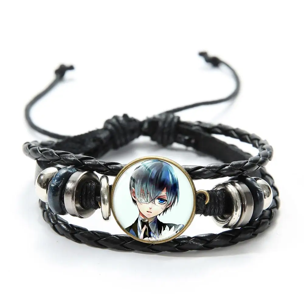 SONGDA ботинки в стиле аниме Темный дворецкий кожаный браслет милый Ciel Phantomhive