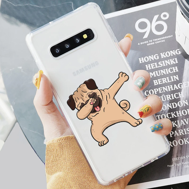 Puppy Pug Bunny Cat Princess French Bulldog Soft transparent phone Case For Samsung S6 S7 Edeg S8 S9 Plus S10 + S10E Lite A50 | Мобильные