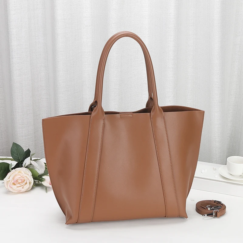 Women Tote Bag Luxury Genuine Leather Handbag Big Capacity Female Cowhide Leather Shoulder Bag Brown Ladies Purses and Handbags