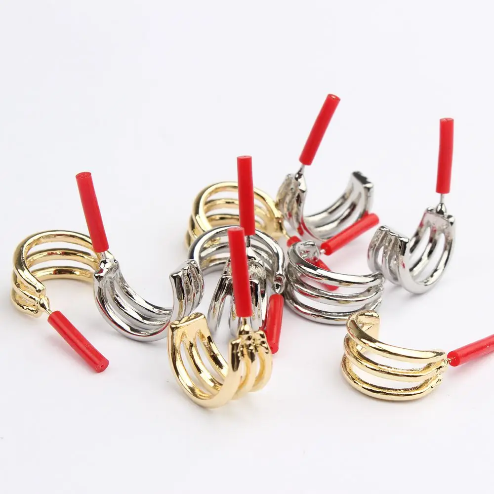 

Zinc Alloy Exaggerated Simple Circle C-Shaped Base Earrings Connector 6pcs/lot for DIY Earring Making Supplies Wholesale