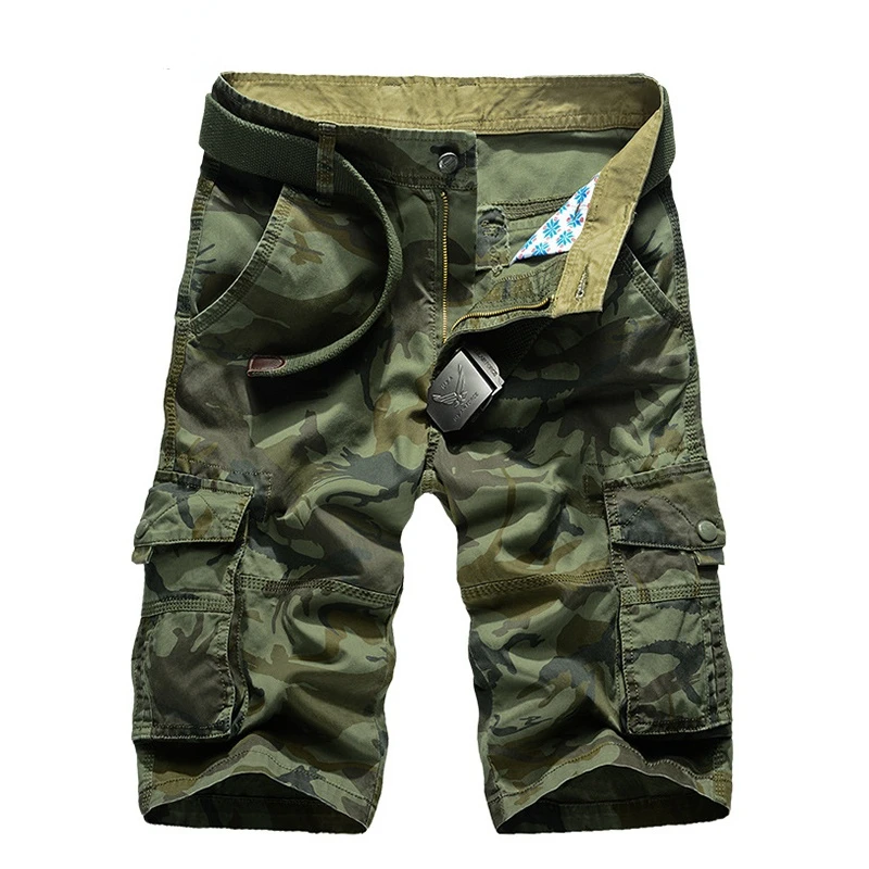 

Новые мужские камуфляжные шорты, Летний комбинезон, хлопковые брюки, множество карманов, пятиконечные повседневные брюки для мужчин, для ох...