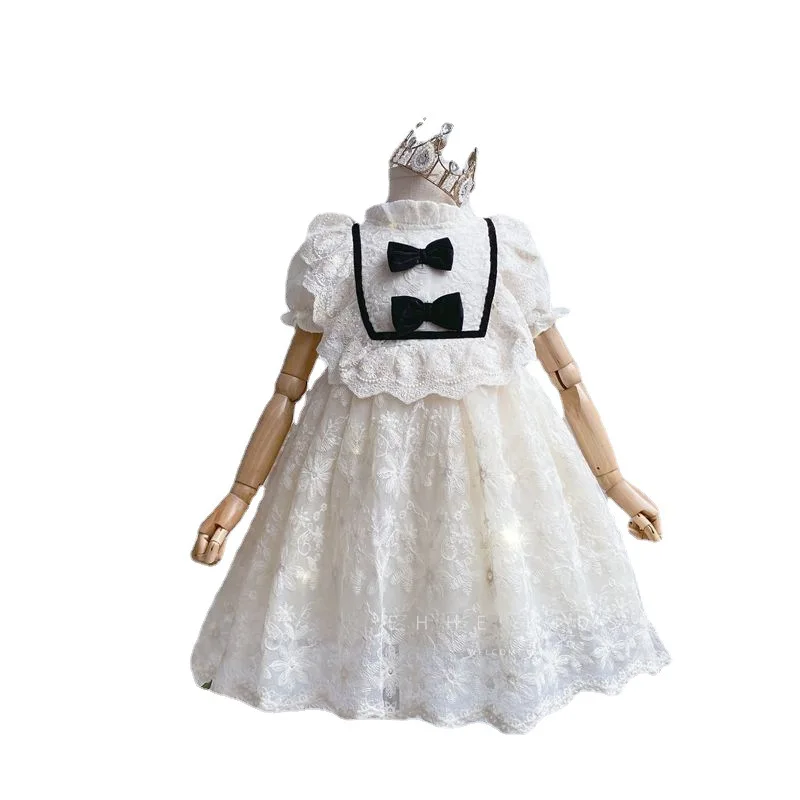 

Girls 2021 summer new dress super fairy embroidery lace princess dress western fluffy gauze dress