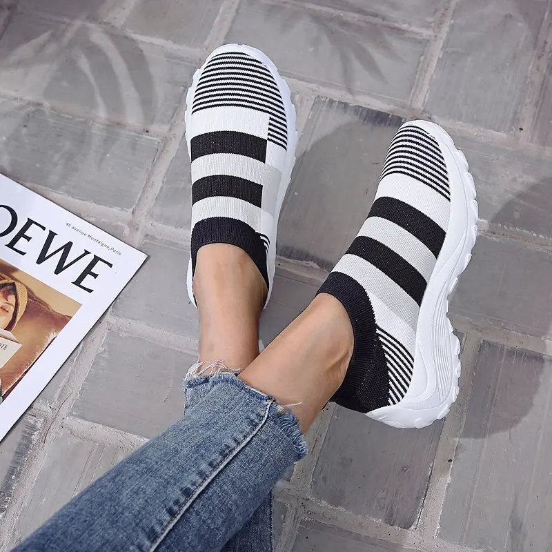 zapatillas mujer Women Running Shoes Sneakers Breathable Mesh Shoes Platform Sneakers Platform Slip-On Sneakers Walking