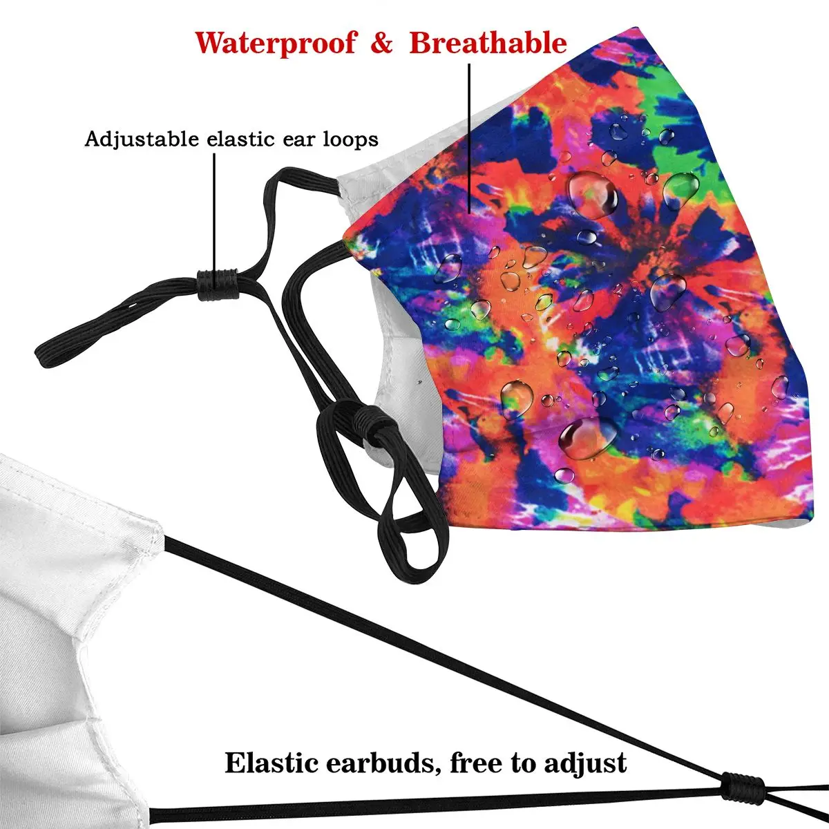 

Tie Dye Print Orange/Blue Multi Dust Mask with PM2.5 Activated Carbon Filter for Adult Mouth-muffle Face Reusable