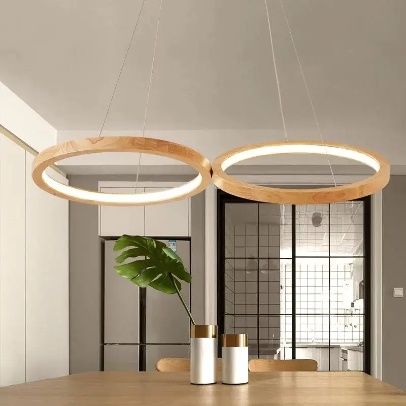 Деревянные светодиодсветодиодный подвесные светильники для столовой две