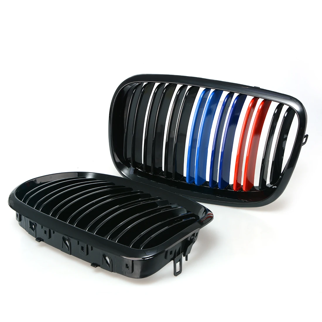 

A Pair Of Bright Black Car Grille Double Line M Sport Series Medium Mesh Intake Grille For Bmw X5 E70 08-12