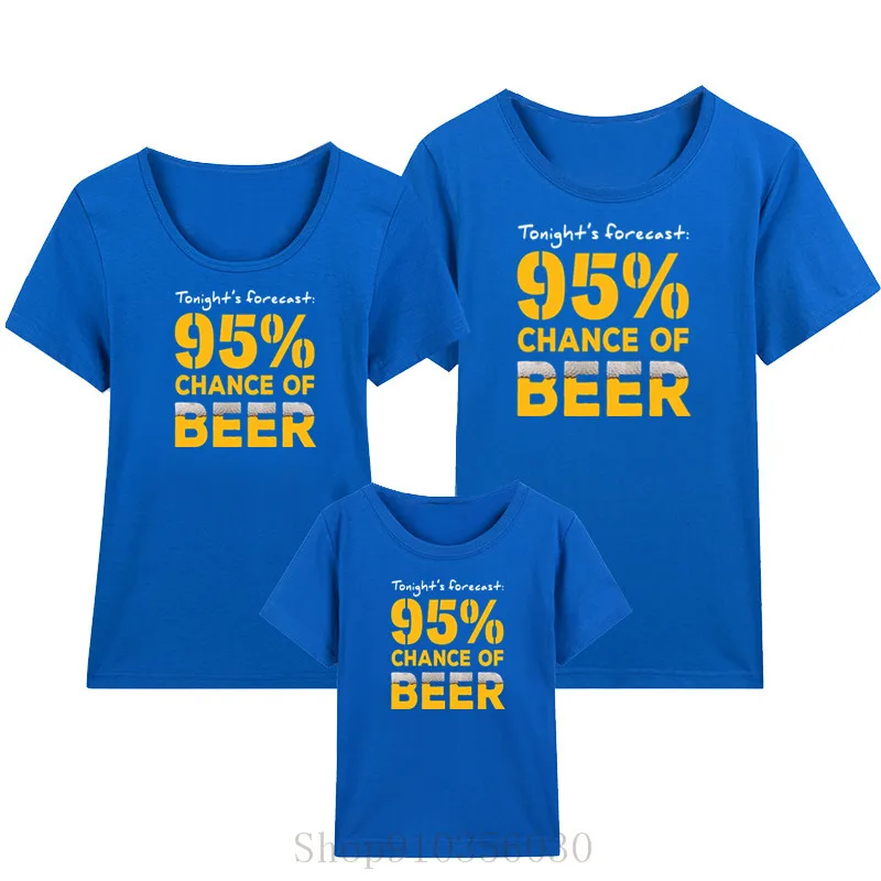 BEER FORECAST 95% chance of beer Рубашки для девочек-подростков Одежда мамы и сына Одинаковые