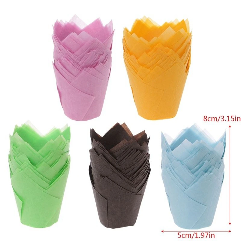50 шт. чехлы для тюльпанов маслостойкие чашки торта с тюльпанами бумажный