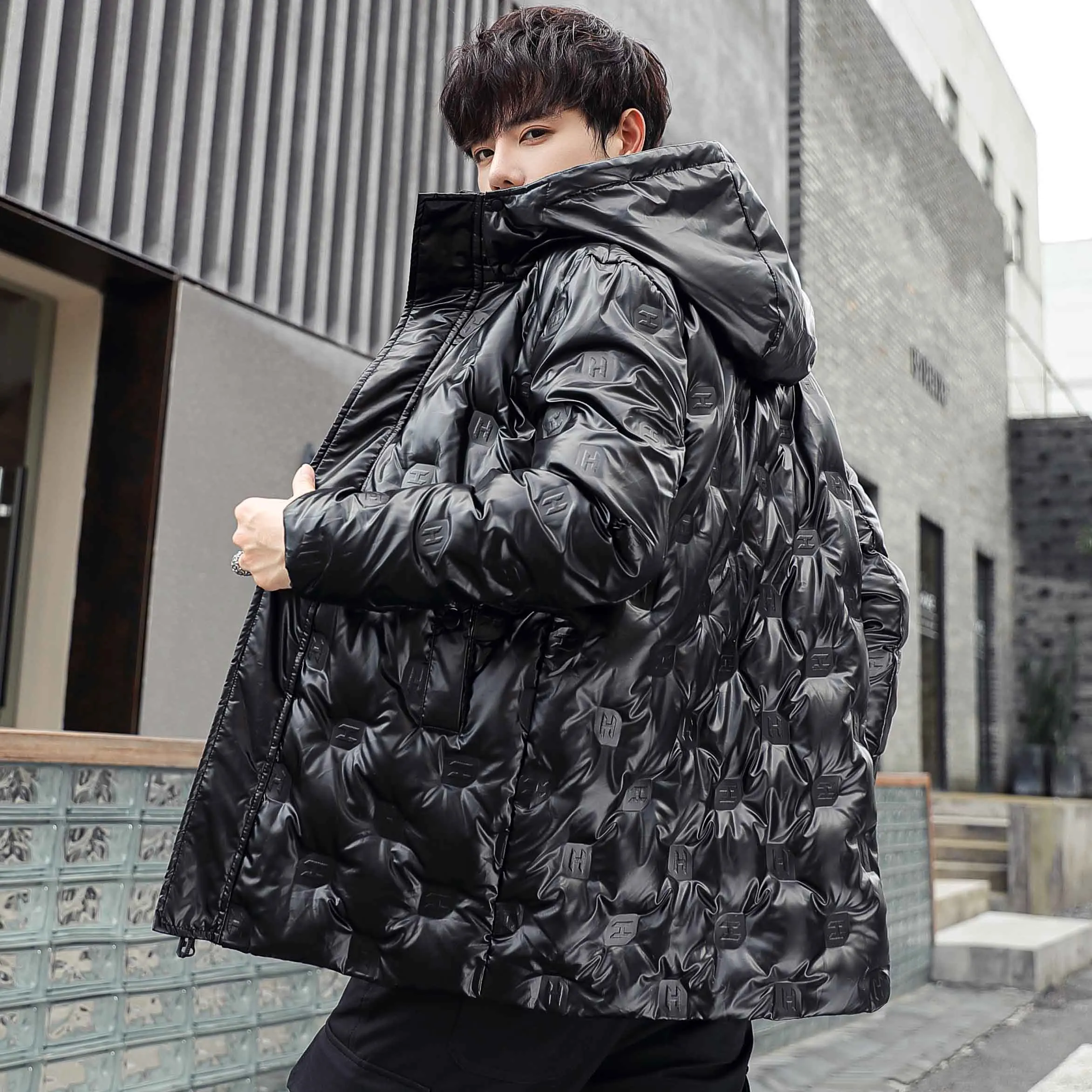 Men Down Jacket  90% White Duck Down Hooded Man High Quality Long Coat Thick Warm Men Down Coats