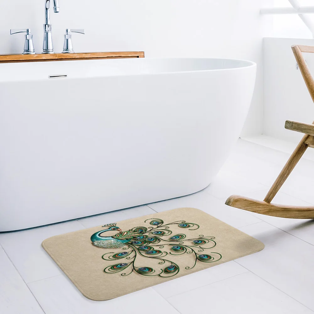 Противоскользящие напольные коврики с павлином коврик для входной двери