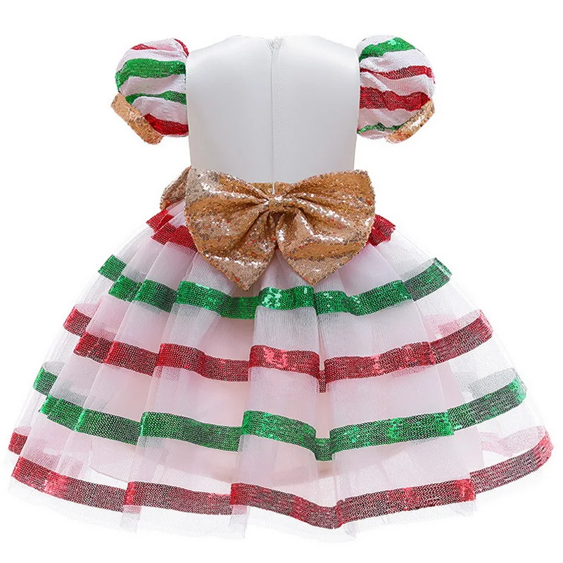 New Little Girls Christmas Eve Xmas Dress Up Party Dresses Children Bowknot Sequins Princess Kids Evening Ball Gown | Тематическая