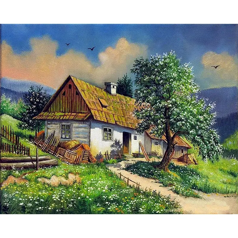 

RUOPOTY Framed House Painting By Numbers For Adults Landscape Coloring By Numbers Acrylic Paints Set Home Decor Wall Art