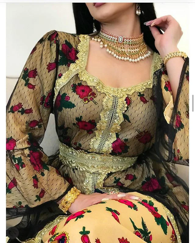 Ближний Восток нации печатных женское платье Дубайский мусульманский кружевное