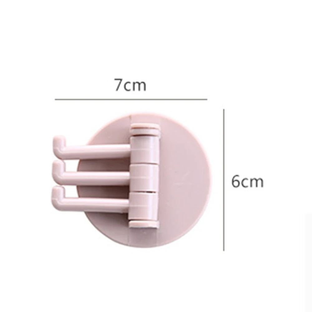

Seamless Non-Perforated Round Plastic Rotatable Bathroom Branch Hook Kitchen Triple Sticky Hook HG99