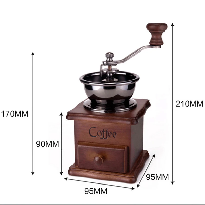 Ручная кофемолка винтажная деревянная с регулируемой регулировкой | Дом и сад