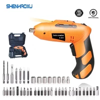 4 8v mini electric screwdriver with chargeable battery cordless drill home diy power tools led working light with 43 bits