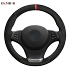 Черный черная замша красный маркер чехол рулевого колеса автомобиля для BMW E83 X3 2003 2004 2005 2006 2007 2008 2009 2010 E53 X5 2004-2006