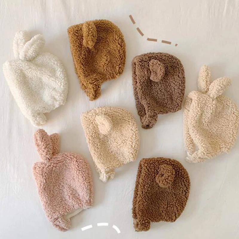 

2020 Korean Style Baby Boys Girls Hat Kids Children Ear Flap Muff Winter Warm Plush Cotton Cap Outdoor Cap Children Gifts Hat