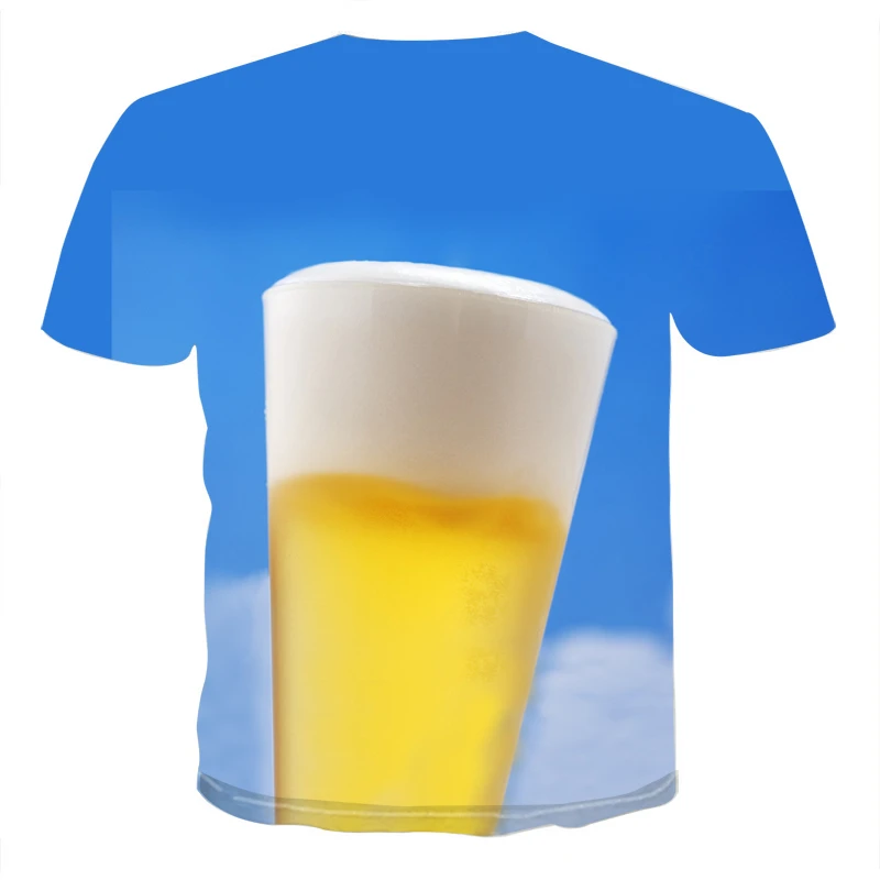 

2021 new summer men's T-shirt 3D printing refreshing cold beer beer bottle element clothing large size small size wholesale