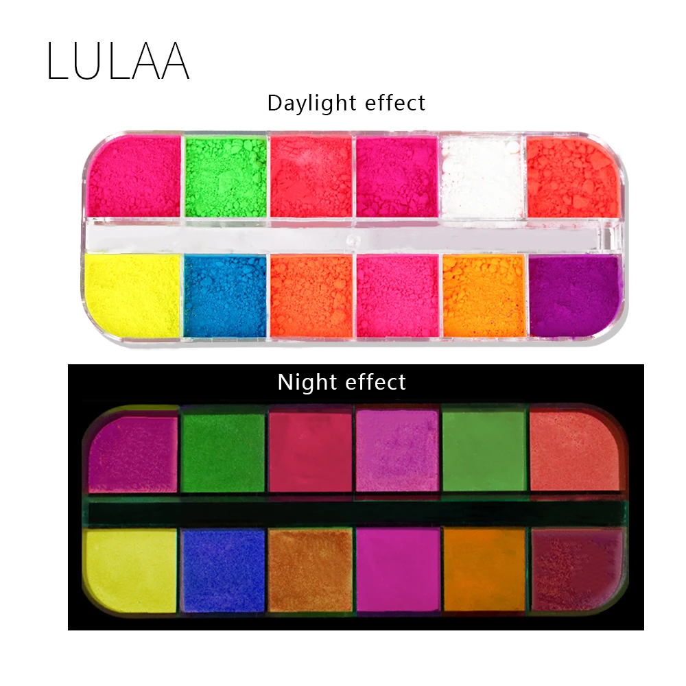 LULAA 12 видов цветов/комплект флуоресцентные неоновые пигмент для ногтей с