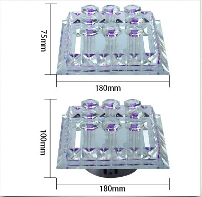 

Modern LED Ceiling lamp Cool White 12W Indoor Light luxury Bedroom decoration purple crystal hide installation lighting