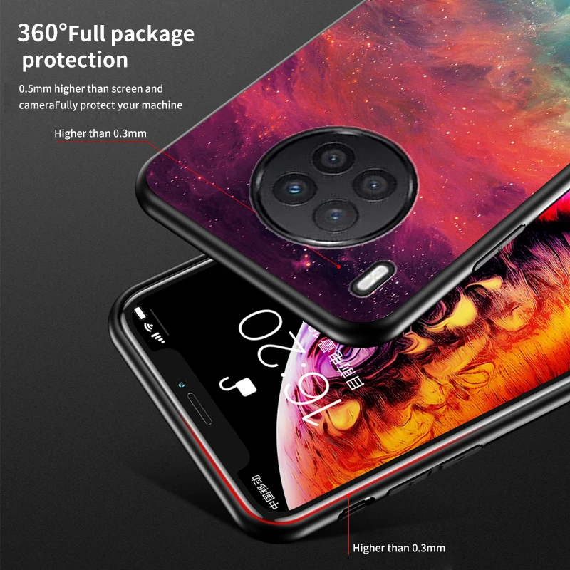 painted glass phone case for huawei nova 3i 8i 7 8pro cover y6p y7a y9s psmart2021 protective case starry sky luxury tpu funda free global shipping