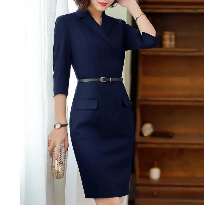 Женское осеннее высококачественное платье офисная одежда для работы