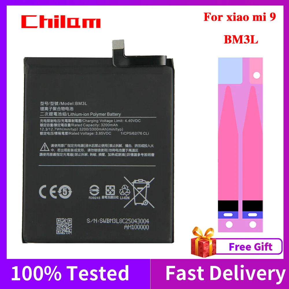 

Original Quality Phone Battery For Xiaomi Mi 9 M9 MI 9 3300mAh Real Capacity For Xiaomi 9 BM3L Replacement Battery