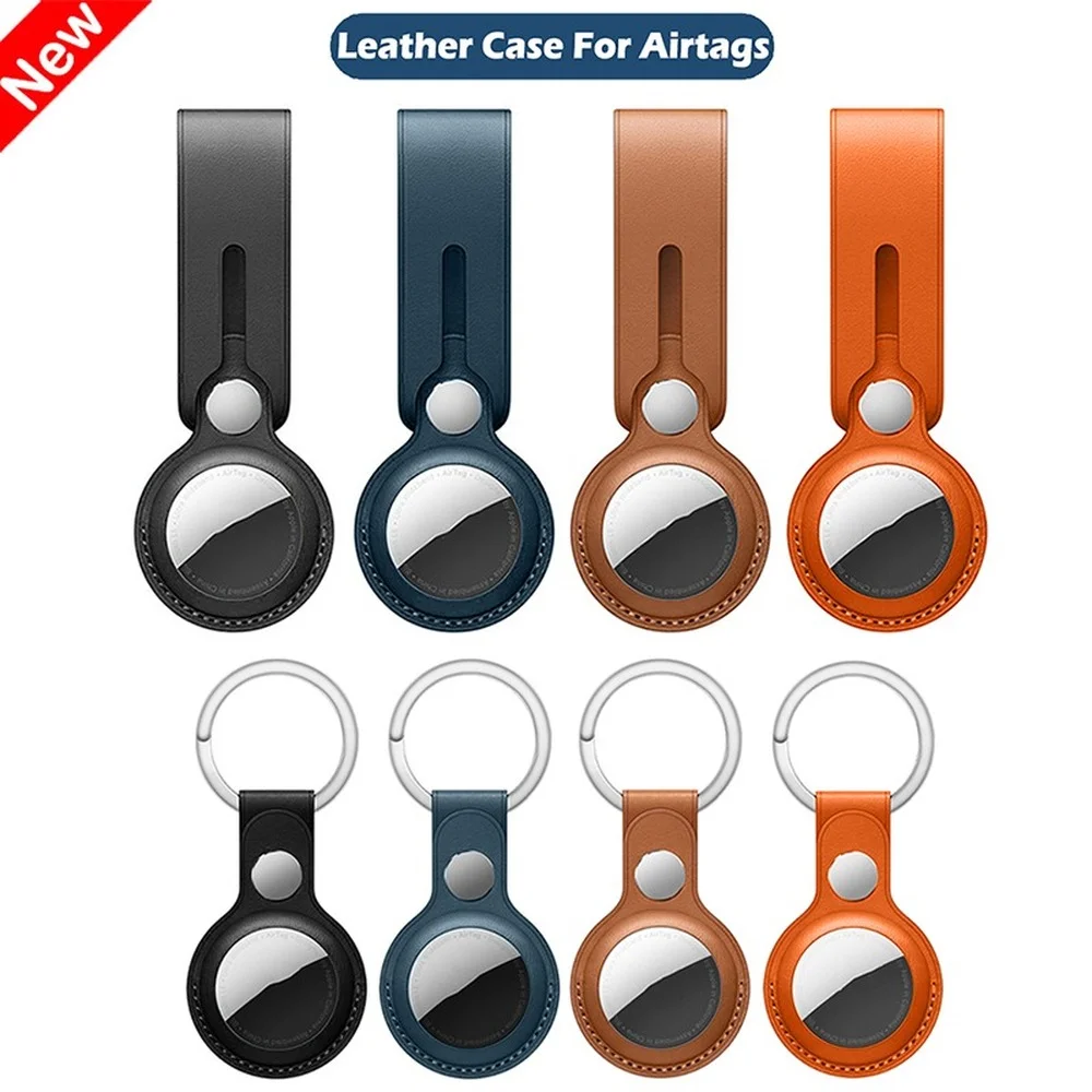 

AirTag Leather Case Apple Airtags Leather Case Locator Tracker Anti-Loss Device Case Airtag PU Leather Keychain Protective Case