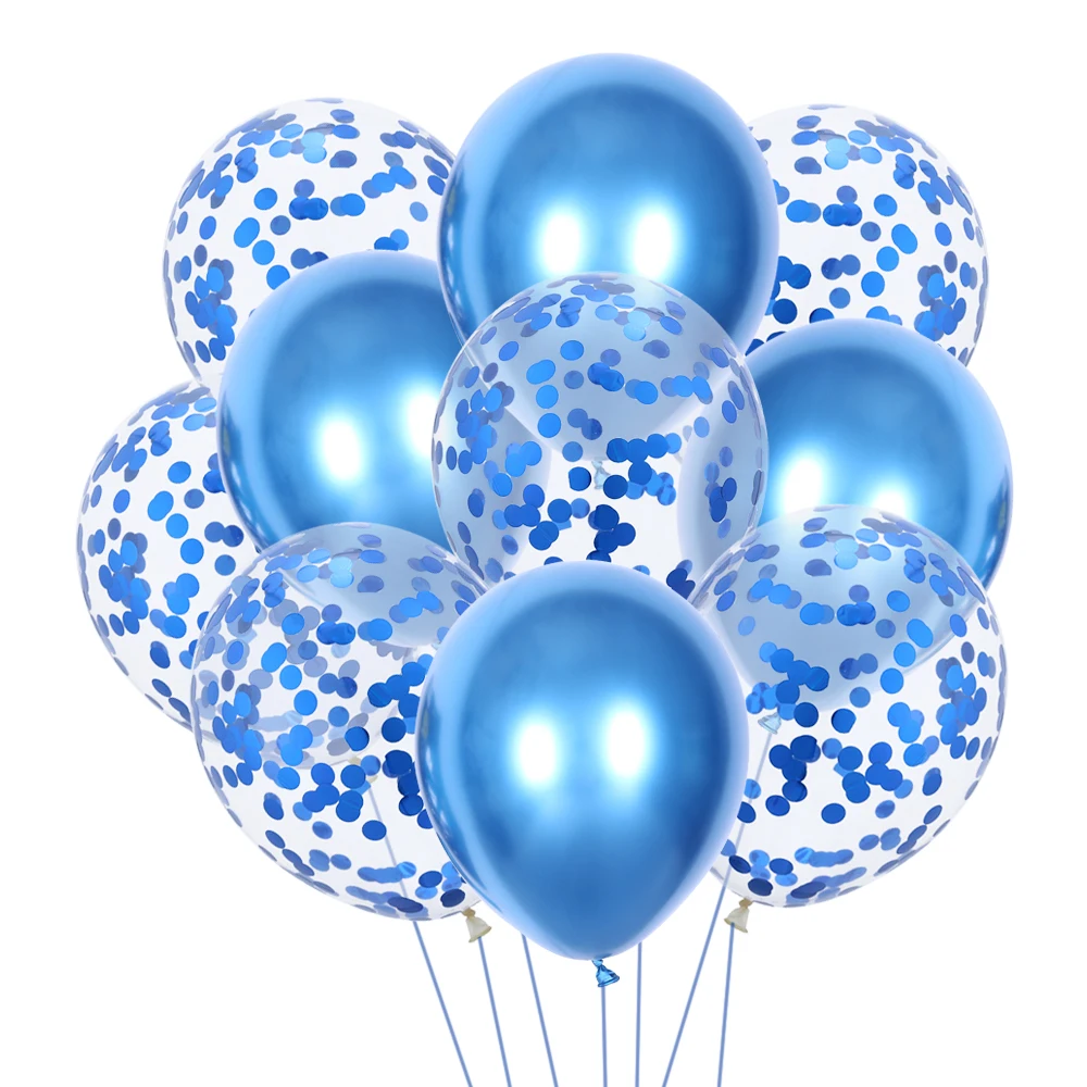 Латексные воздушные шары 10 шт. цвета металлик 12 дюймов с конфетти надувные для